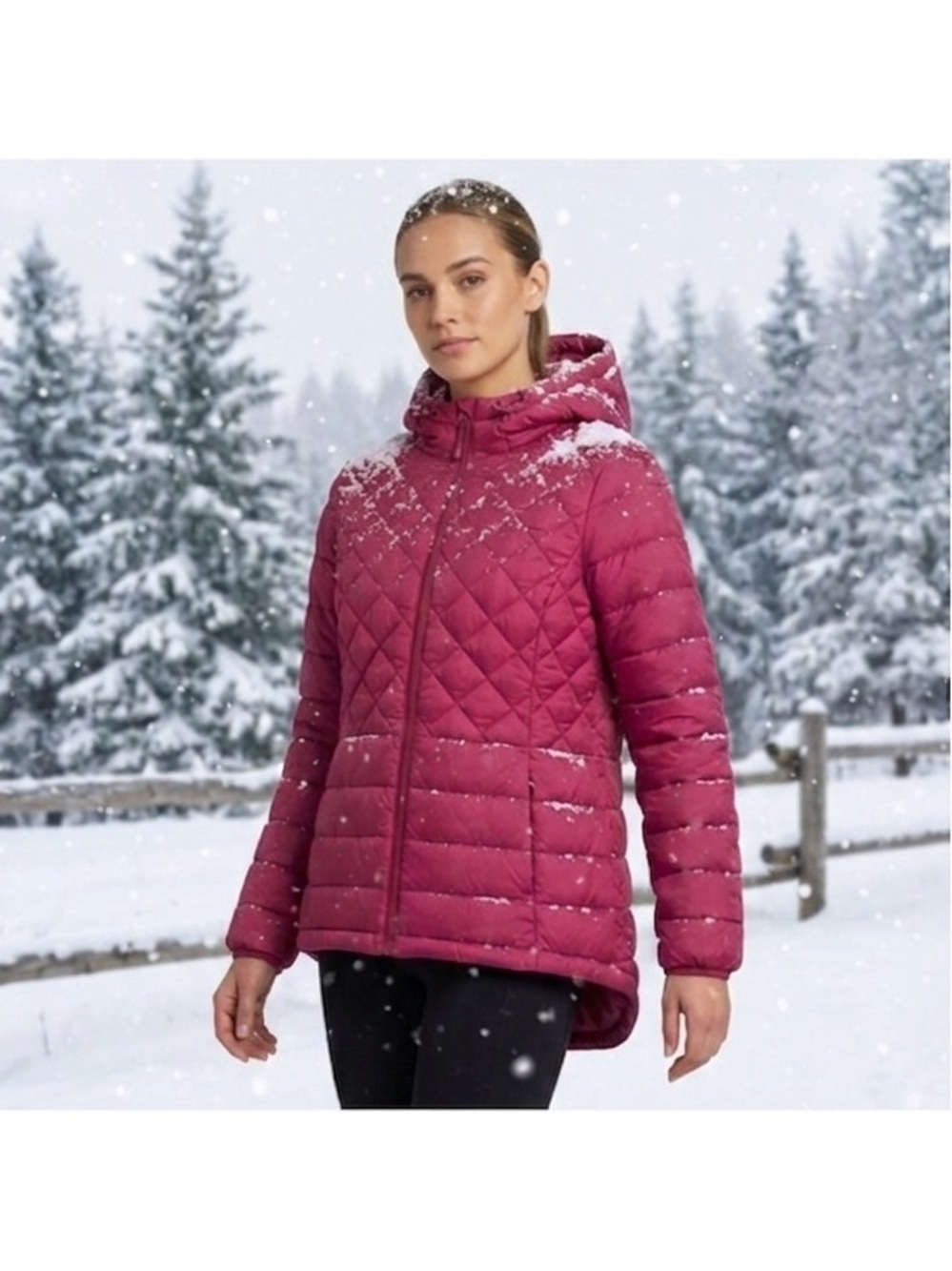 ZeroXposur Lightweight Wine/Burgundy Hi-Low Quilted Puffer Jacket Hooded Medium
